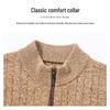 Luosi Men's Autumn/Winter 12-Gauge Thick Cable Knit Stand-Collar Half-Zip Wool Sweater