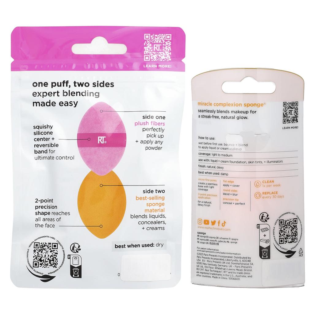 Real Techniques Miracle 2-в-1 Пуховка для пудры и Miracle Complexion Sponge®, набор из 2 шт.