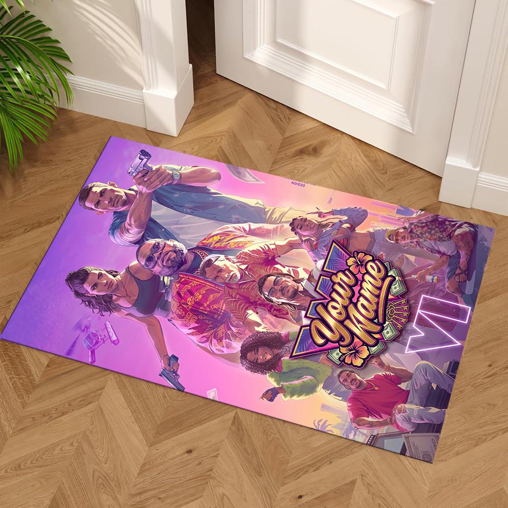 Grand Theft Auto Customizable Name Floor Rug Office Rug Perfect for Playrooms Hallway Living Rooms Decorate room Antislip Carpet Decorate Offices