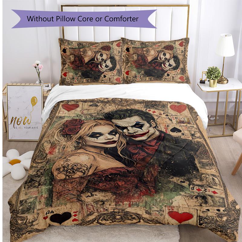 Harley Quinn Pattern Printed 3PCS Bedding Set, Soft Skin-Friendly Washable Duvet Cover & Pillowcases Set