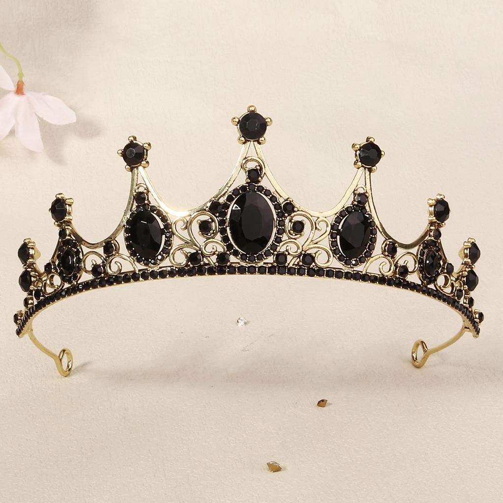 Украшения на Хэллоуин, корона из сплава со стразами, праздничная вечеринка, танцевальное платье, головной убор, высококачественная черная корона