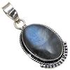 Pendant Blue Fire Labradorite Gemstone Gift For Her Silver Jewelry 1.75"