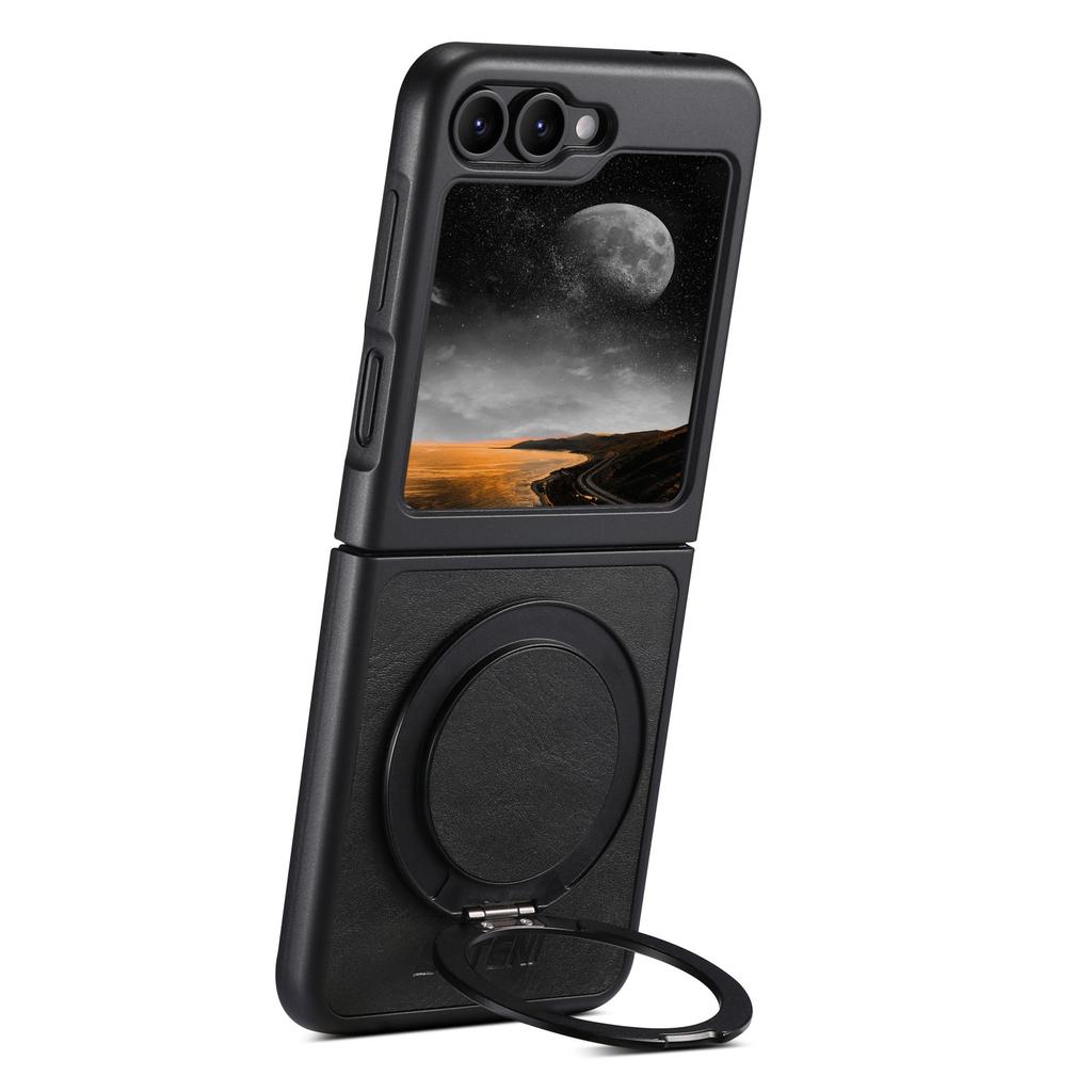 SUTENI G3 For Samsung Galaxy Z Flip5 5G Magnetic Case Waxy Texture Rotating Kickstand Leather Phone Back Cover