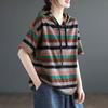 Футболка для женщин, летняя, большого размера, хлопковая футболка, мягкая, свободная, в полоску, повседневная, удобная, пуловер, футболка, топ
