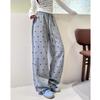 Спортивные повседневные брюки в стиле ретро с изображением следов собак для женщин, свободные широкие брюки, женские прямые спортивные брюки, модные