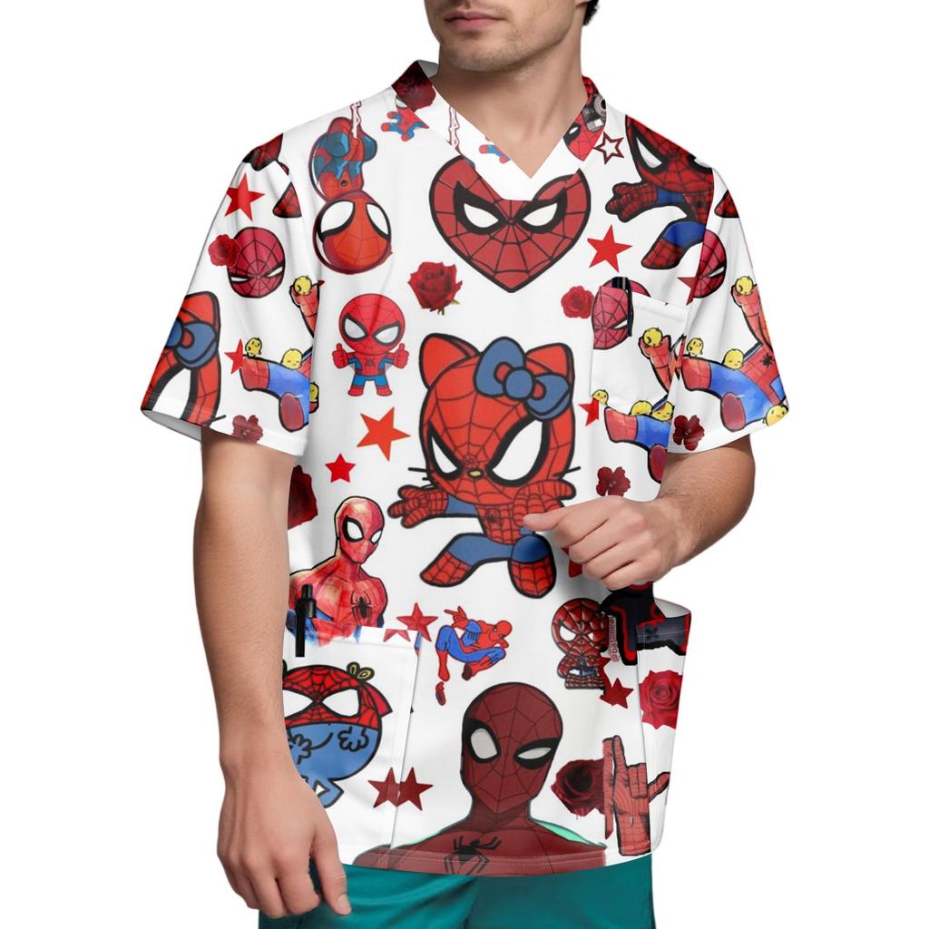 Мужской топ с коротким рукавом и V-образным вырезом с принтом нагрудного кармана