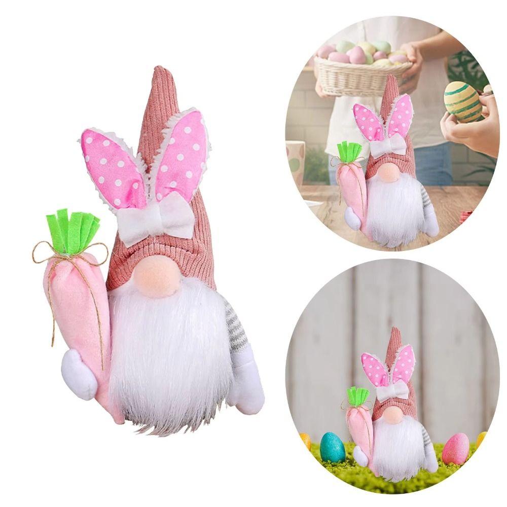 Kawaii Easter Faceless Dwarf Doll Mini Gnome Rabbit Doll Flower Easter Decoration  Home