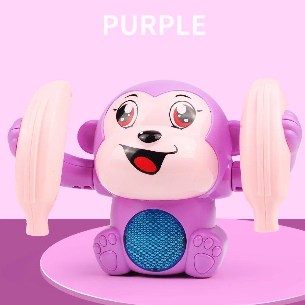 Voice-activated Tumble Monkey with Music Light Cute Toy Electronic Pet Crawling Toys Birthday Gift for Kids