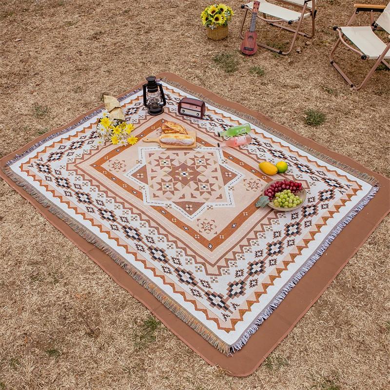 Bohemian Picnic Blanket Waterproof Outdoor Mat Camping Lawn Garden 130x180cm Thickened Acrylic Blend