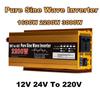 1600W-3000W Pure Sine Wave DC 12V/24V To AC 220V Transformer Convert Multi-function Socket Converter Car Inverter