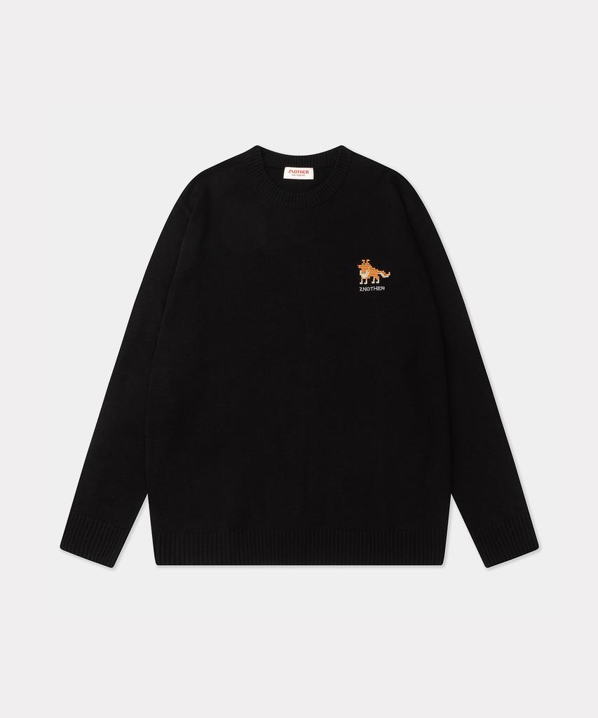 ZNOTHER Houndstooth Cross-Stitch Knit Black