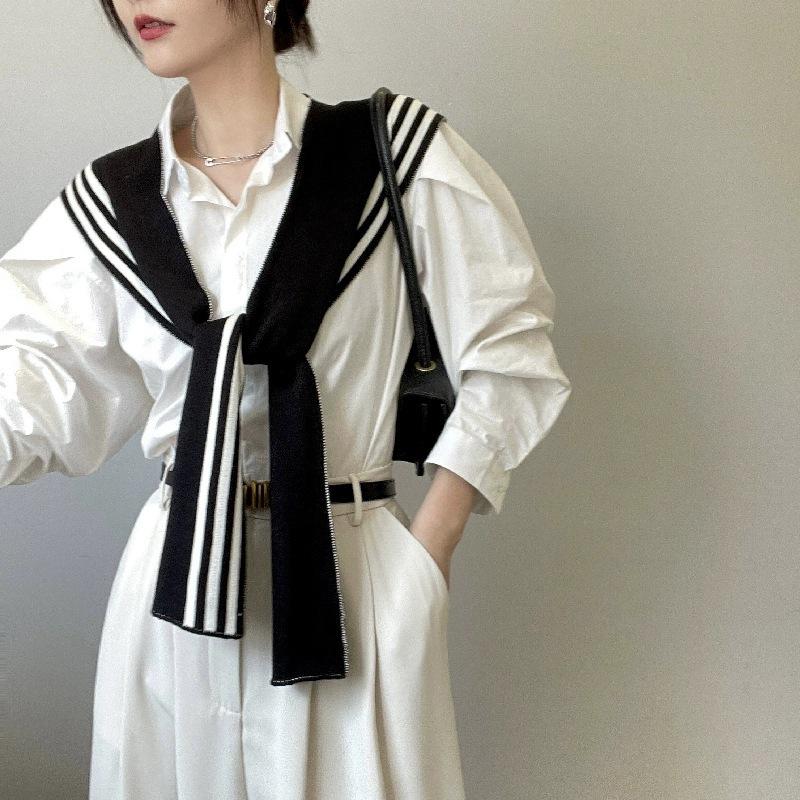Summer Knit Thin Outerwear Scarf: Office Neck Protection Shawl