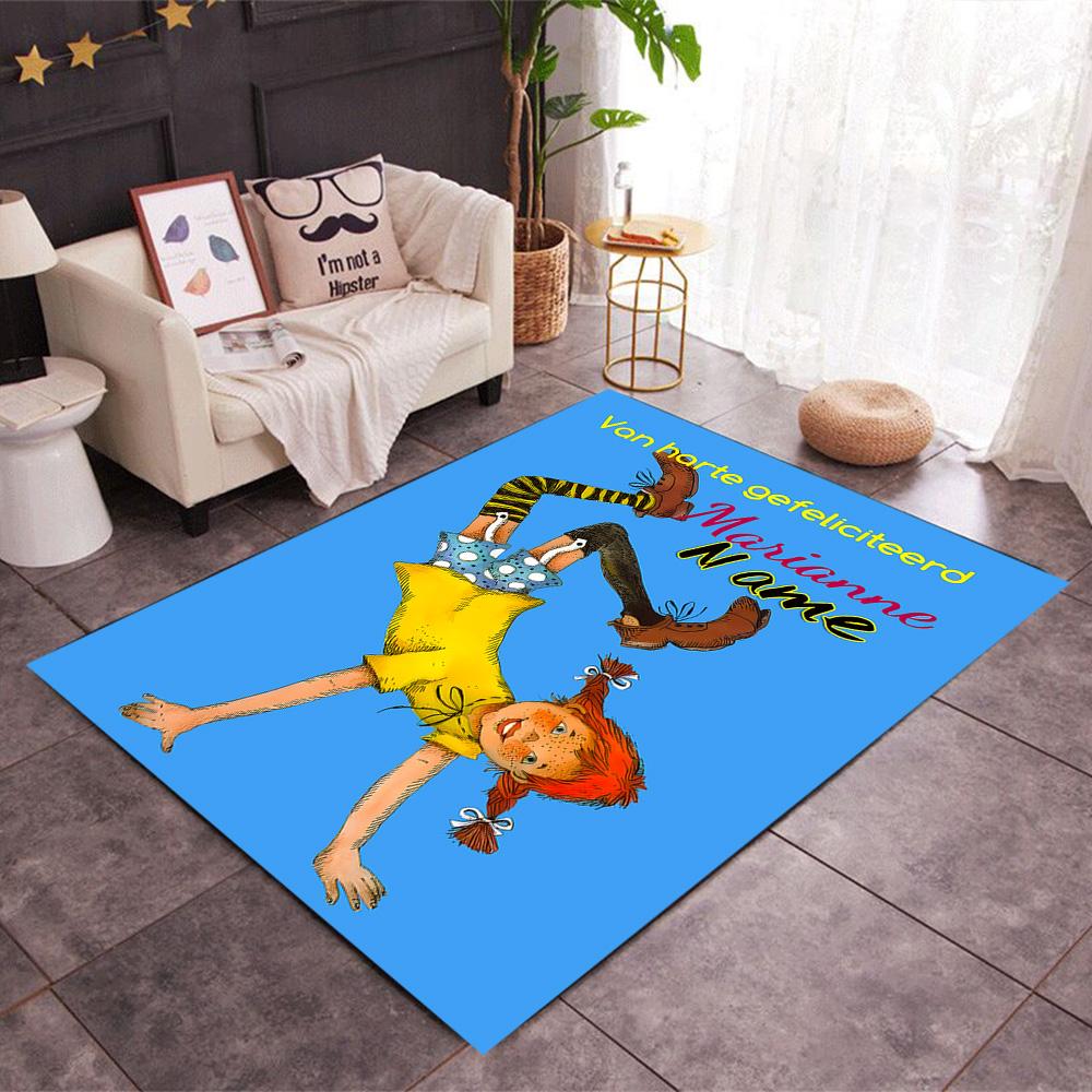 Pippi Monkey Friend. Customized Name Area Rug Suitable for Dormitory Hallway Playrooms Dining Room Anti-slip Rug Office home decor