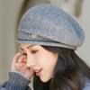 Ladies Winter Pile Hat Baggy Knitted Solid Color Elastic Retro Style Women Cap Anti-slip Warm Beret for Outdoor Activities Daily Wear