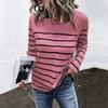 Women Autumn Tops Small Lines Print Causal Long Sleeve T-shirt Top Blouse