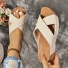 Color Sandals Solid Womens Casual Platform Slip On Soft Sole Crisscross Bands Walking Shoes Summer Wedge Vacation Slides
