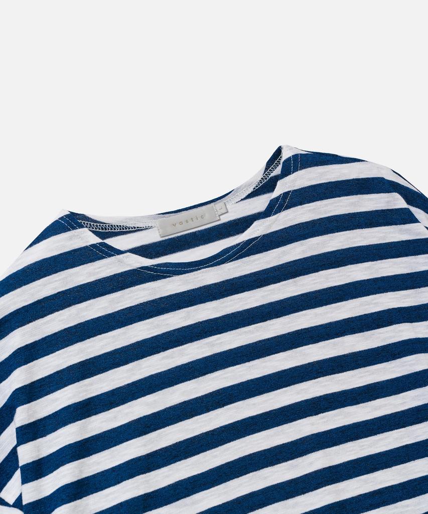 VASTIC Sloped Stripe Long Sleeve_Blue / White
