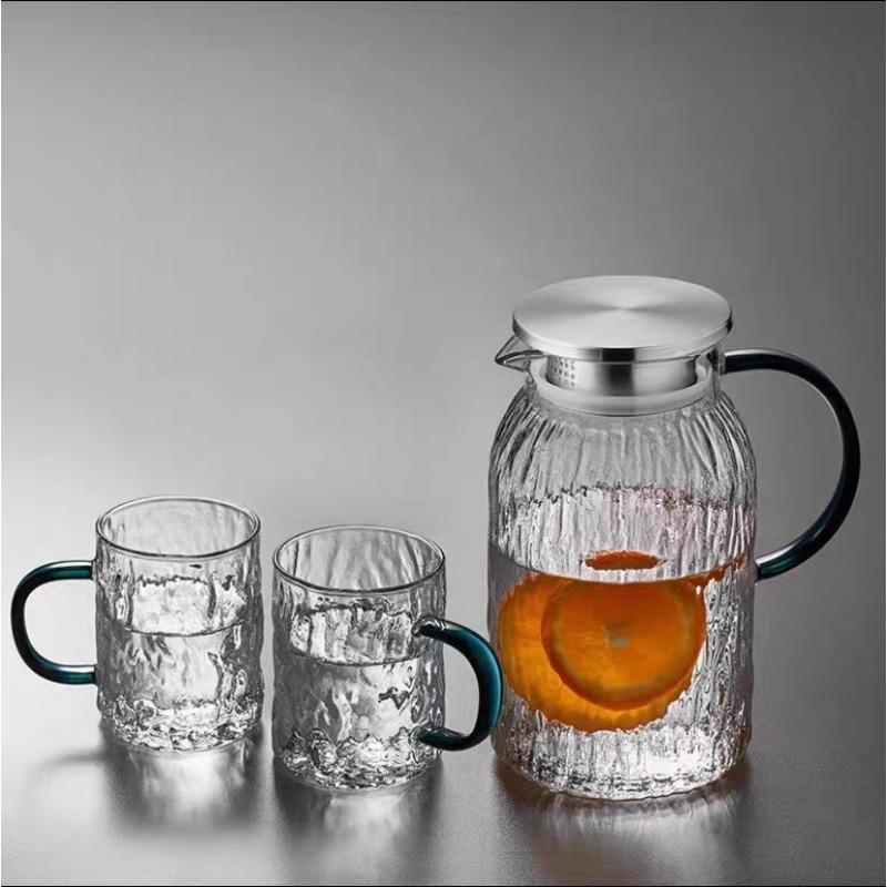 Кувшин для холодной воды с ледяным узором, стеклянный, термостойкий, из высокоборосиликатного стекла, кувшин для холодной воды, бытовой, большой вместимости, кувшин для сока, чайник