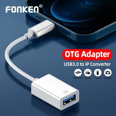 FONKEN Адаптер OTG для кабеля Lightning to USB 3.0 для передачи данных, устройства чтения карт памяти для iPhone, iPad, преобразователя разъемов