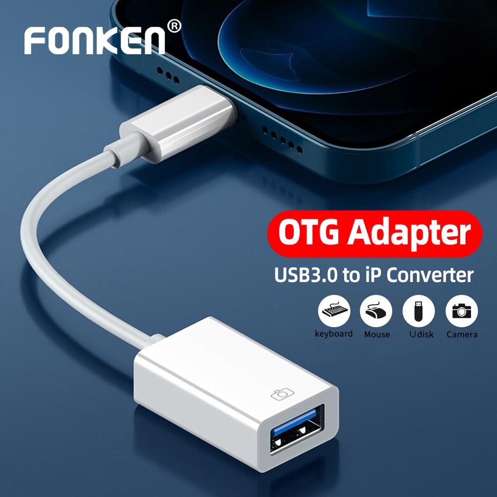 FONKEN Адаптер OTG для кабеля Lightning to USB 3.0 для передачи данных, устройства чтения карт памяти для iPhone, iPad, преобразователя разъемов