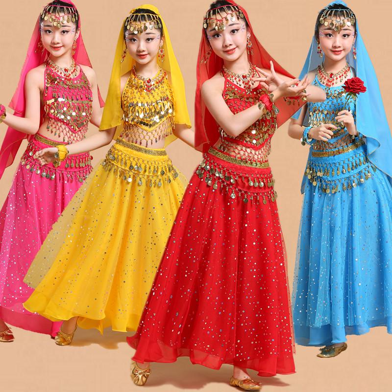 Children's Ethnic Dance Performance Costume - Toddler/Girls Belly Dance Outfit, Xinjiang Style