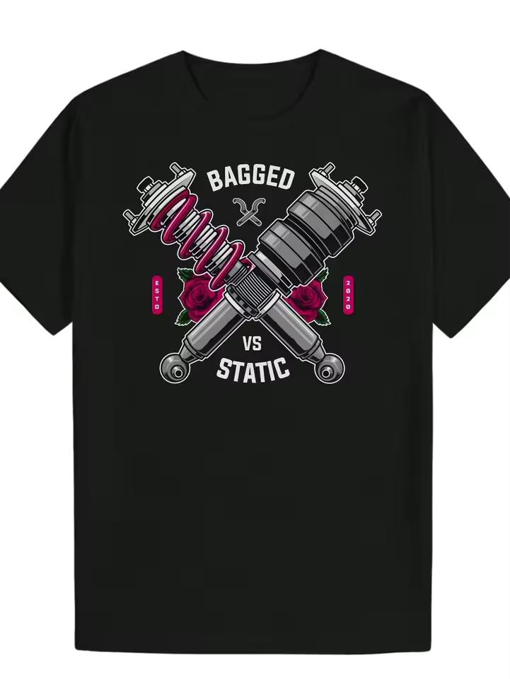 Funny Bagged vs Static Stance Culture Graphic Men's T Shirt Tee Women Summer Spring Novelty Streetwear Oversized Humor Tops