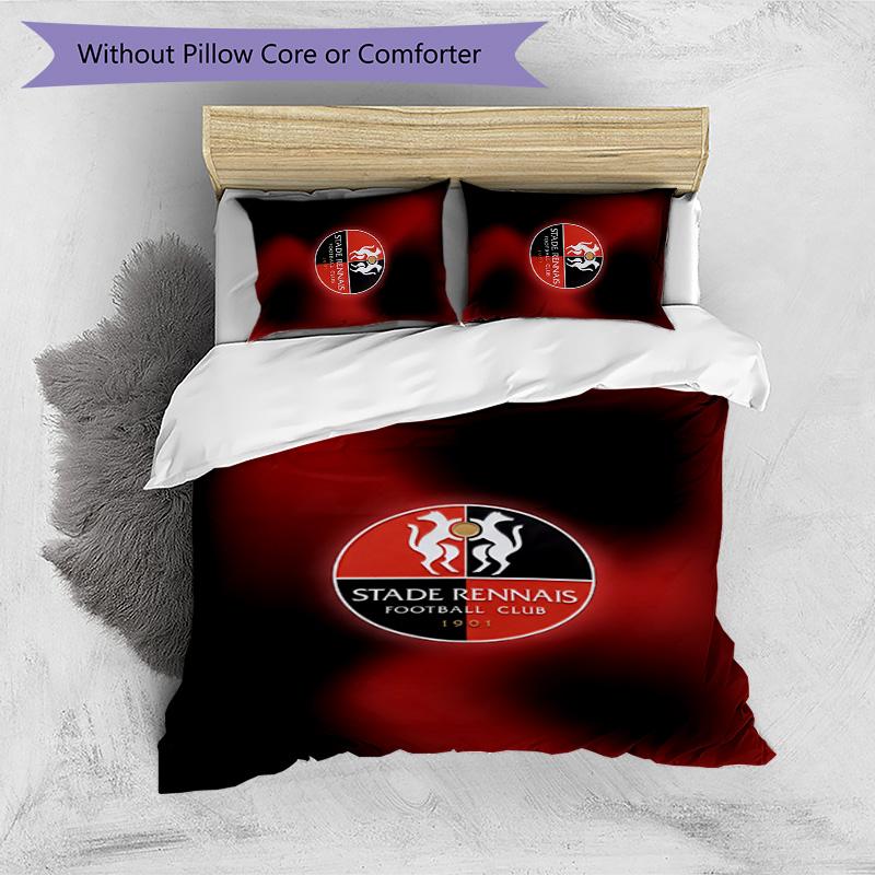 Stade Rennais FC Printed 3PCS Bedding Set Breathable Duvet Cover with Pillowcases Decorative Bed Linen for Bedroom Home