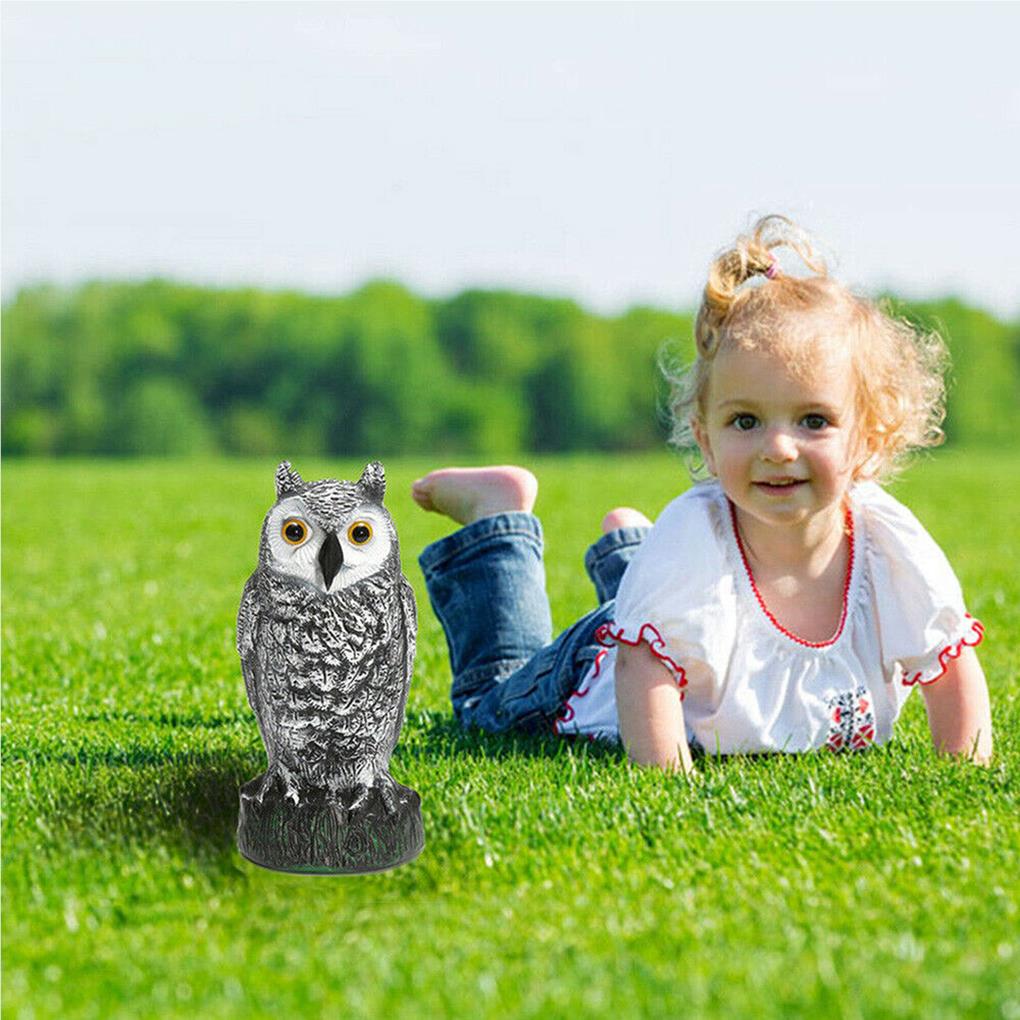 Owl Decoy Deterrent Realistic Bird Cat Crow Scarer Statue Straight Head Scarecrow Outdoor Garden