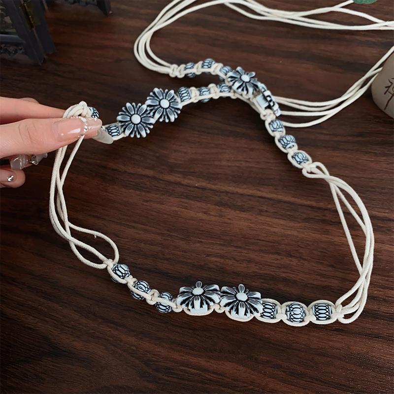 Винтажный этнический стиль, плетеный вручную пояс, женский, декоративная цепочка на талию для платья, универсальный богемный пояс Y2K