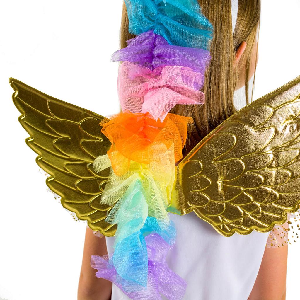 Costume dress set golden unicorn dress headband wings size 120 Golden unicorn costume size 130