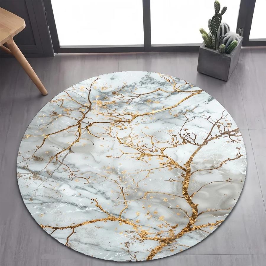 2026 Luxurious Marble Floor Mat Black and Gold Carpet for Bedroom Living Room Stylish Rug for Pet-Friendly Nature-Inspired Decor