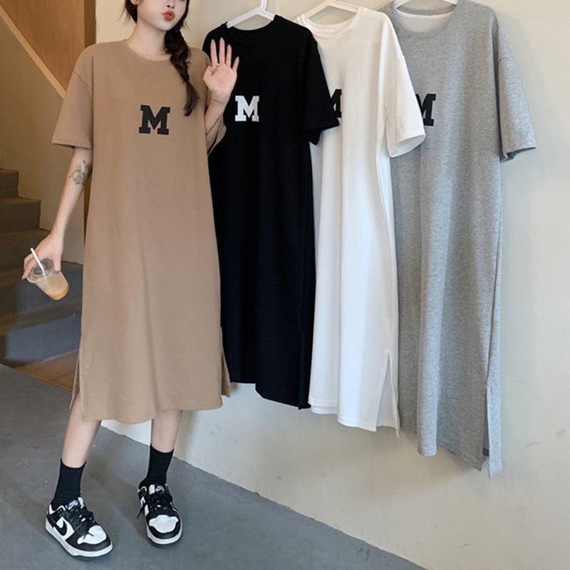 Women's Plus Size Summer Tunic: Loose Fit, Belly-Covering, Knee-Length T-Shirt Dress