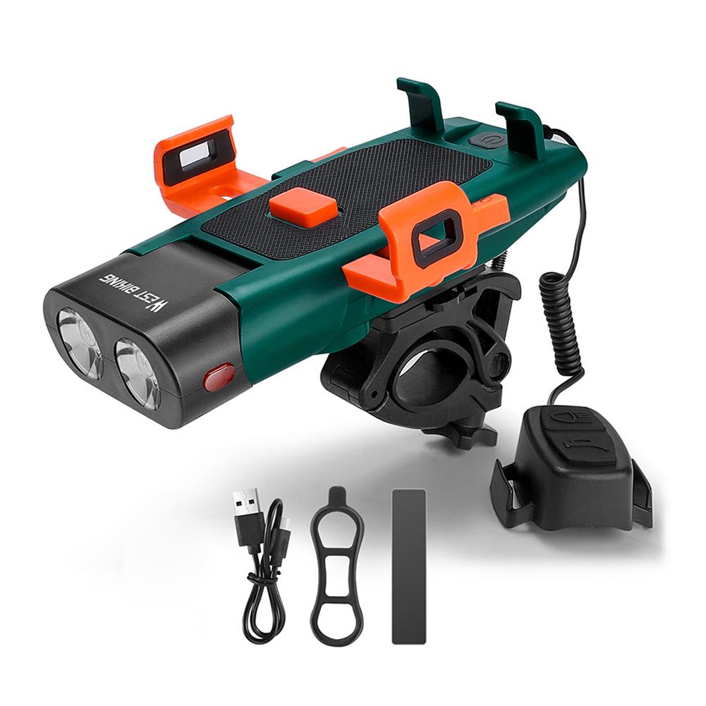 5в1 светодиодный передний кронштейн для велосипеда, лампа, звуковой сигнал, держатель для мобильного телефона, предупреждающий звонок, Powerbanks, MTB велосипед