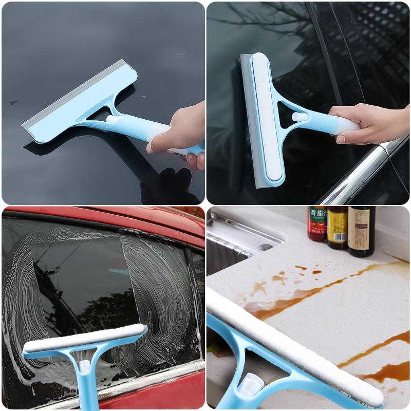 Multifunctional Window Cleaning Squeegee Set 3-in-1 Rubber Blades, High-density Sponge, Plastic Spray Bottle Car Cleaning Tools