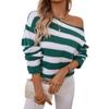 2024 Европейский и Американский Осень И Зима Новый Свободный Повседневный Один Вырез Длинные Рукава Вязаный Свитер Полосатый Свитер Для Женщин
