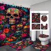 TikTok Halloween Bathroom 4-Piece Set: Polyester Waterproof Shower Curtain and Wet/Dry Partition