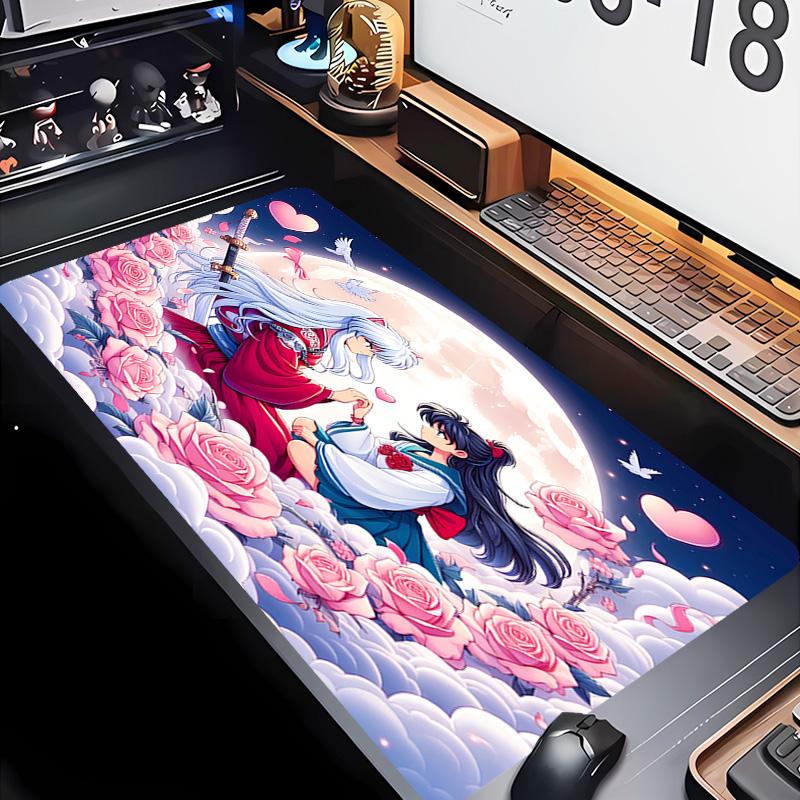 Inuyasha & Kagome Theme Premium Non-slip Mouse Pad with Stitched Edges,Durable Rubber Material,for Desktop & Gaming Great Gifts