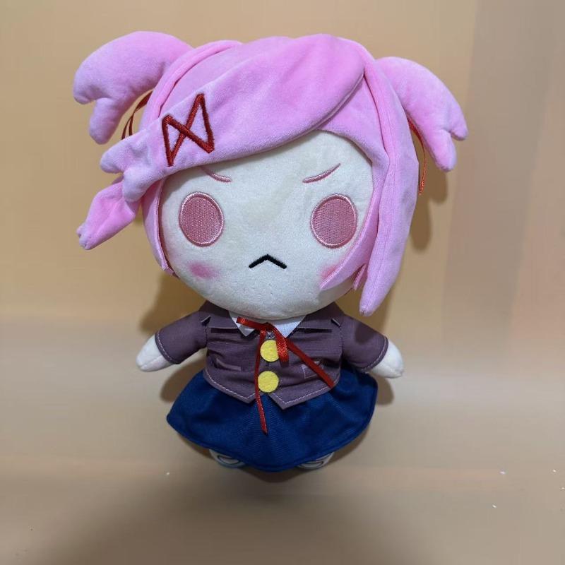 New Cute Doki Doki Literature Club DDLC Plush Set 4pcs Sayori Yuri Natsuki Monika Soft Stuffed Doll Anime Plushie for Fans Birthday Gift Home Decor