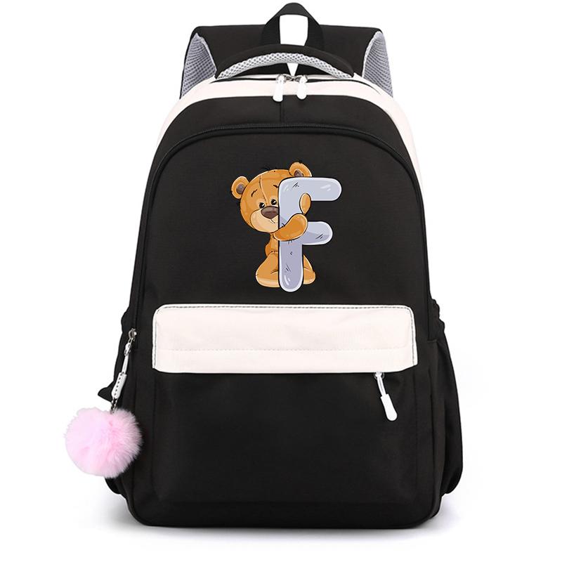 Школьный рюкзак Little Bear с 26 английскими буквами, школьная сумка Kawaii, школьная сумка с героями мультфильмов, рюкзак Mochilas, подростковый рюкзак для девочки, подарок