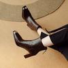 Fashion 2024 New Autumn Women Boot Short Boots Fashion Square Toe Ankle Boots High Heels Winter Modern Ladies Shoes