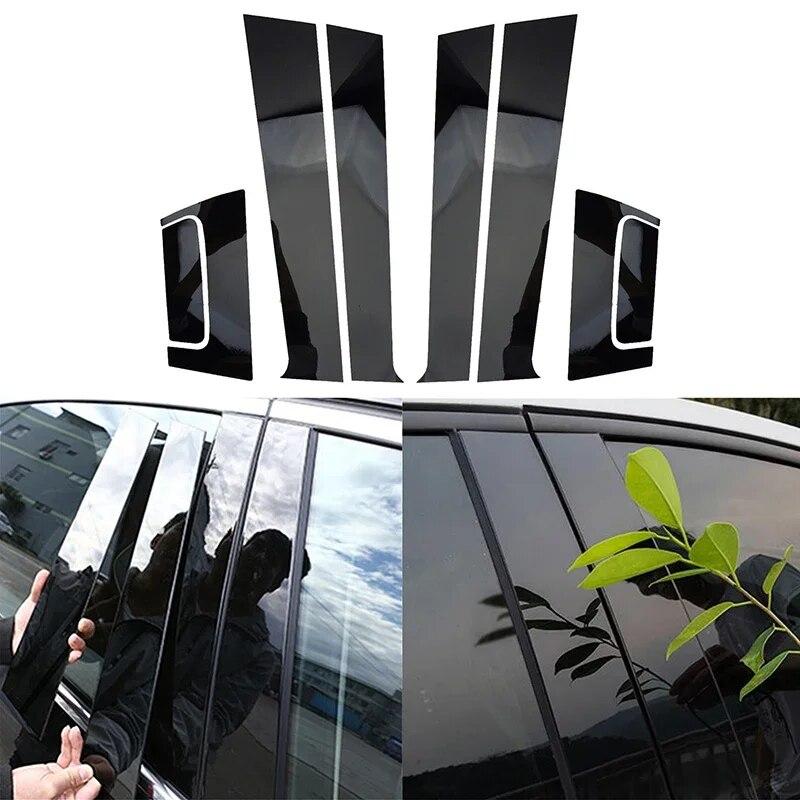 8Pcs For Honda HRV 2016 2017 2018 2019-2022 Glossy Black Car Door Window Pillar Posts Trim Cover Autp BC Column Decoration Parts