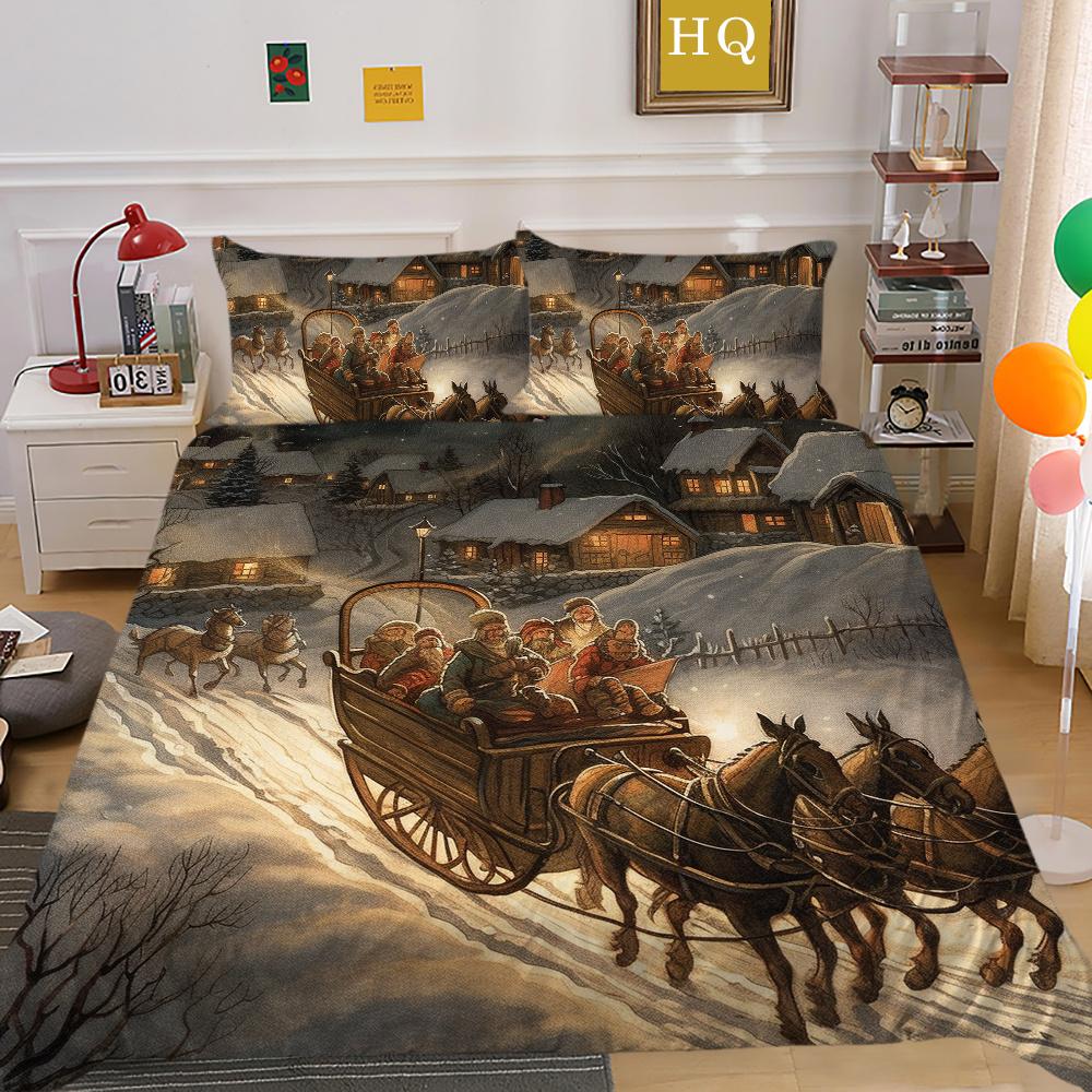Christmas New Style Printed Full Size Bed Clothes Microfiber Highend Duvet Cover Children Bedroom Decor