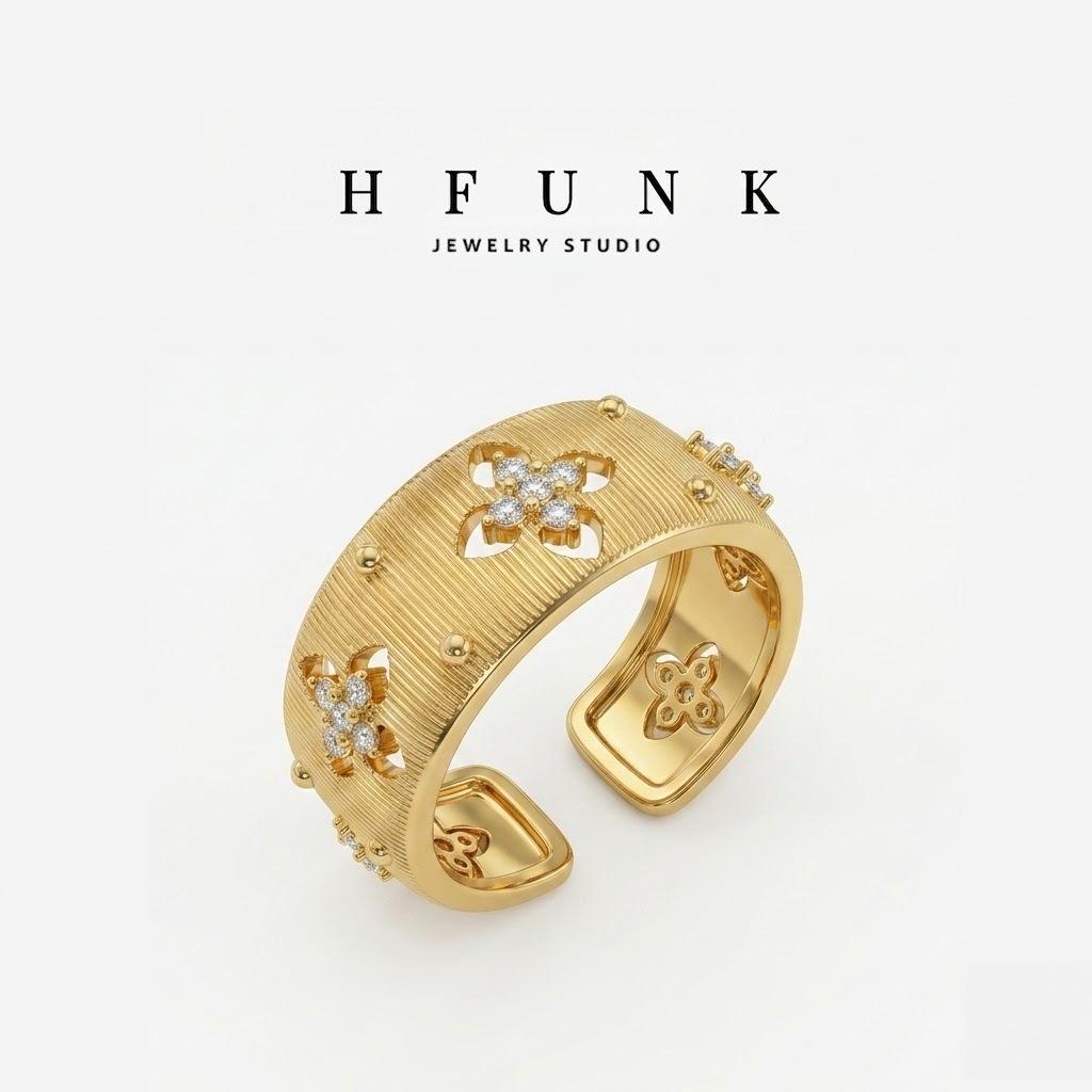 Copper Alloy Starburst Open Ring - High-End Autumn/Winter Fashion Accessory