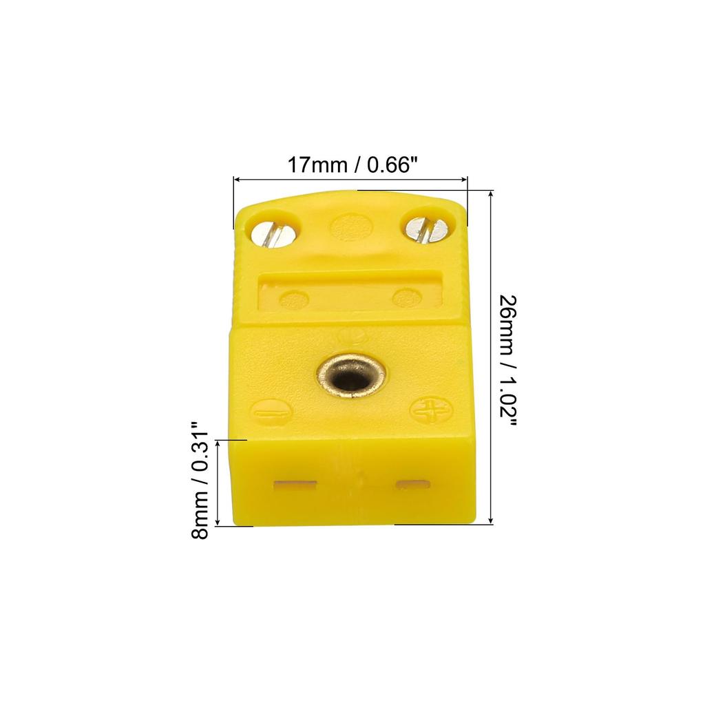 Uxcell Thermocouple Wire Female Plug High Temperature for Thermocouple Sensor Dark Pack of 15 K-Type Connector, Adapter, 120°C (248°F) Probes, Yellow,