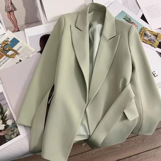 Женский костюм Пальто с отложным воротником Формальный деловой стиль Slim Fit Чистый цвет с поясом на талии и длинными рукавами Накладные карманы с отложным воротником OL Commute