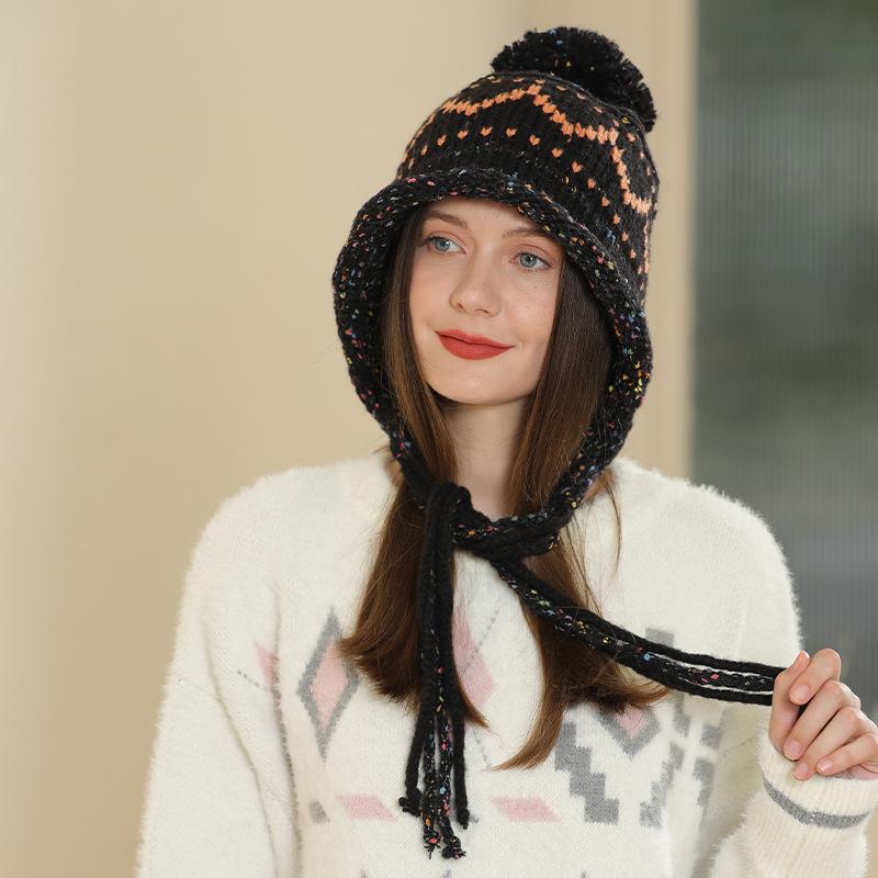 Осенне-зимний тренд универсальный вязаный пуловер-шапка с бахромой женская ручной работы теплая защита ушей