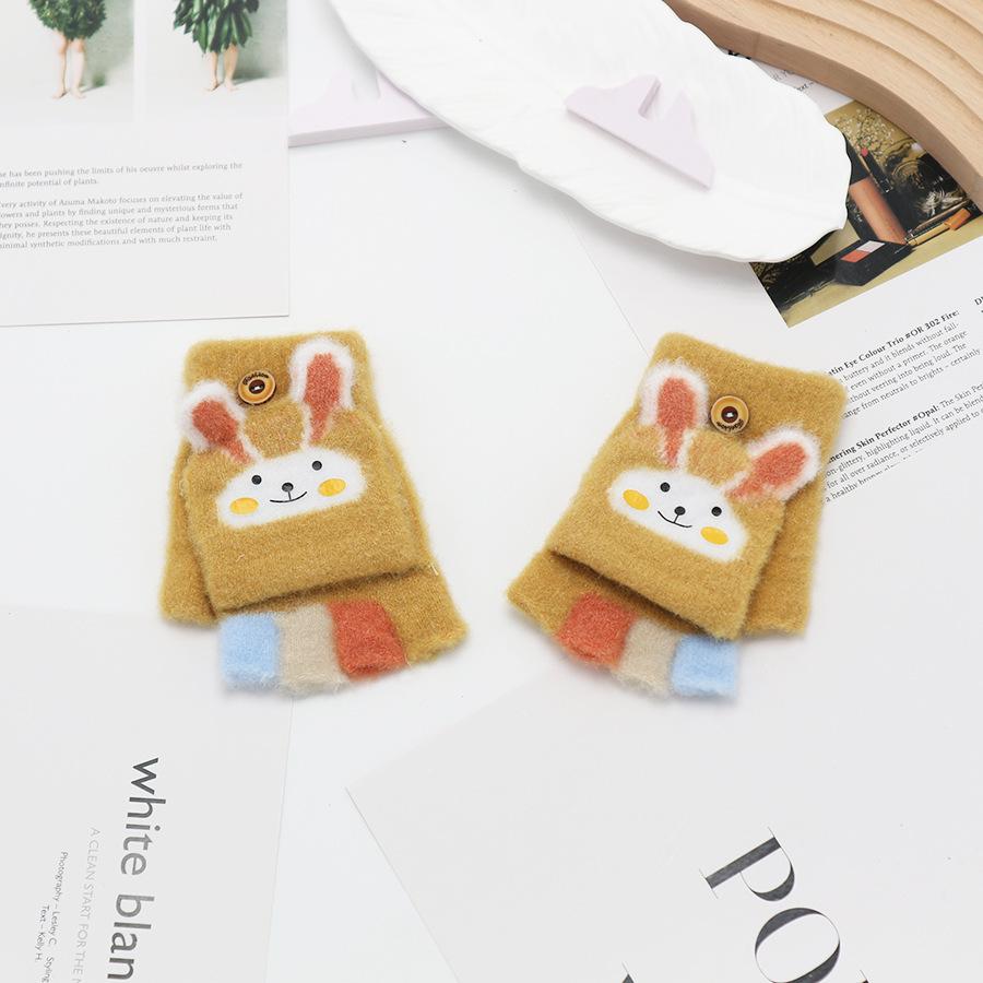 Kids' Winter Fingerless Flip-Top Writing Gloves – Warm Half-Finger Gloves for Boys & Girls