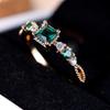 Cut Green Zircon Simple Wedding Rings For Women Minimalist Gold Color Finger Ring Fine Jewelry Wedding Party ADM
