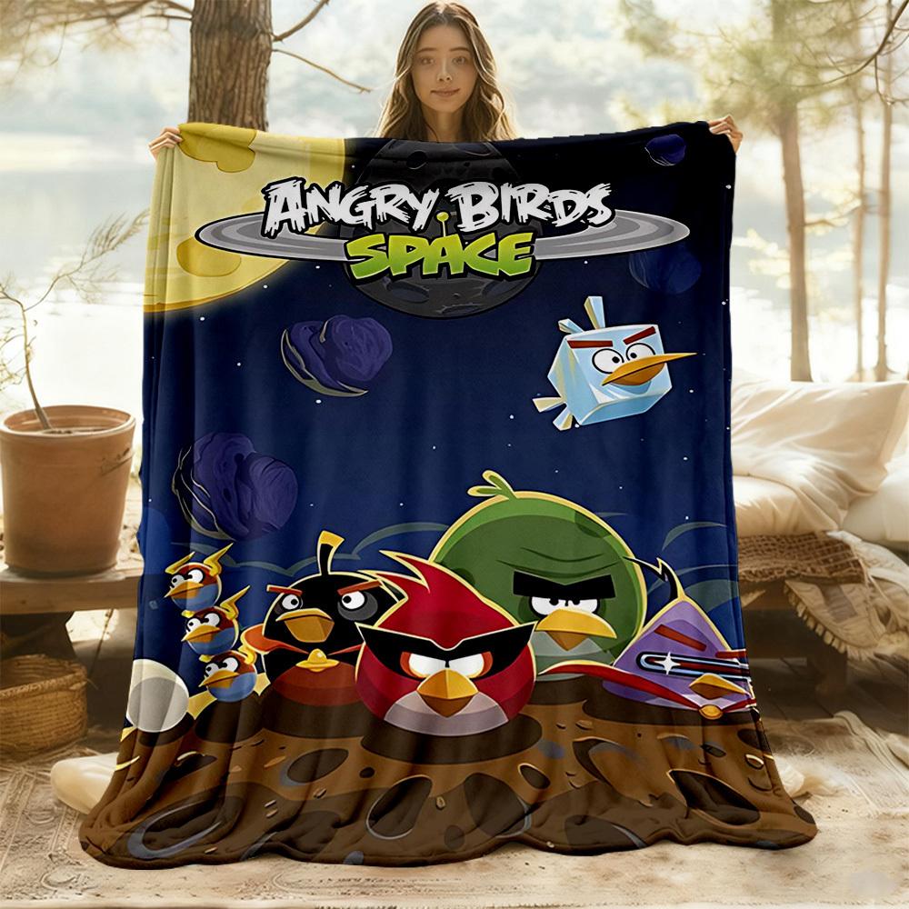 1PC Angry Birds Space Outdoor Flannel Throw Blanket - HD Printed Lightweight Soft Warm All-Season Blanket for Sofa, Bed, Travel, Camping 096