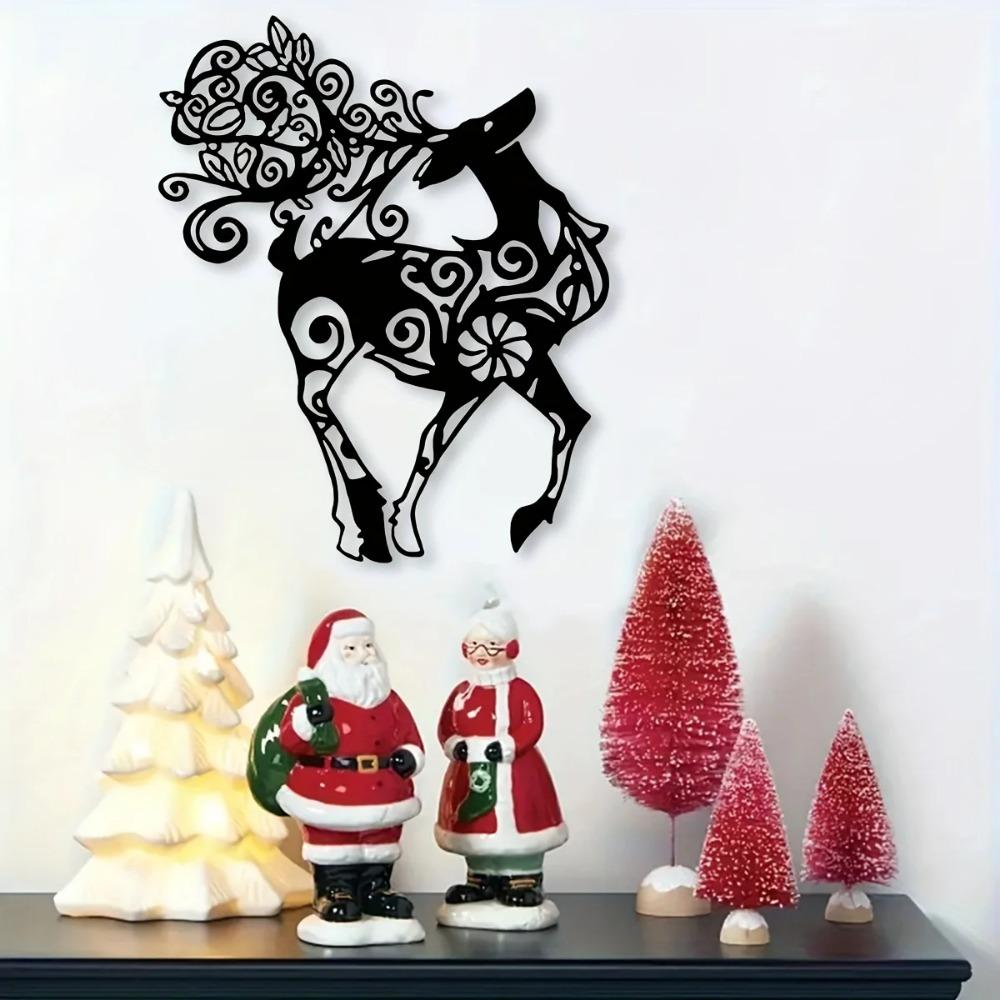 Рождественские металлические настенные украшения — вывеска с изображением оленя и настенное искусство с изображением оленя, стильный металлический декор для праздничных рождественских праздников